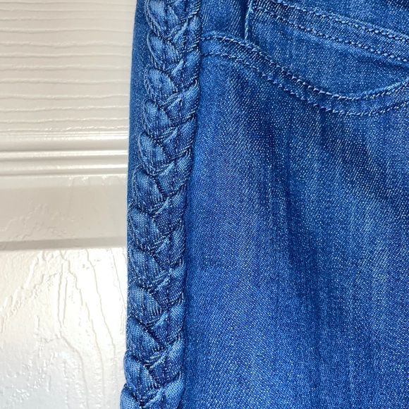 Lilly Pulitzer South Ocean Crop Flare Braided Bay Ave Denim Jeans Size 0 - Picture 8 of 9